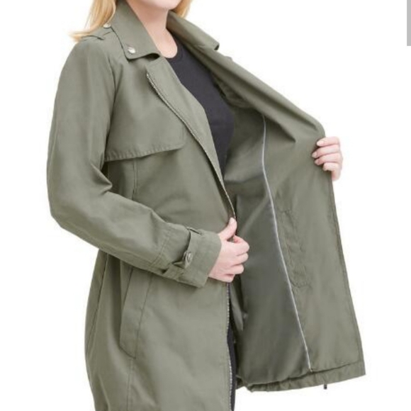 DKNY Trench Coat, Olive, Size Xsmall - Picture 4 of 13